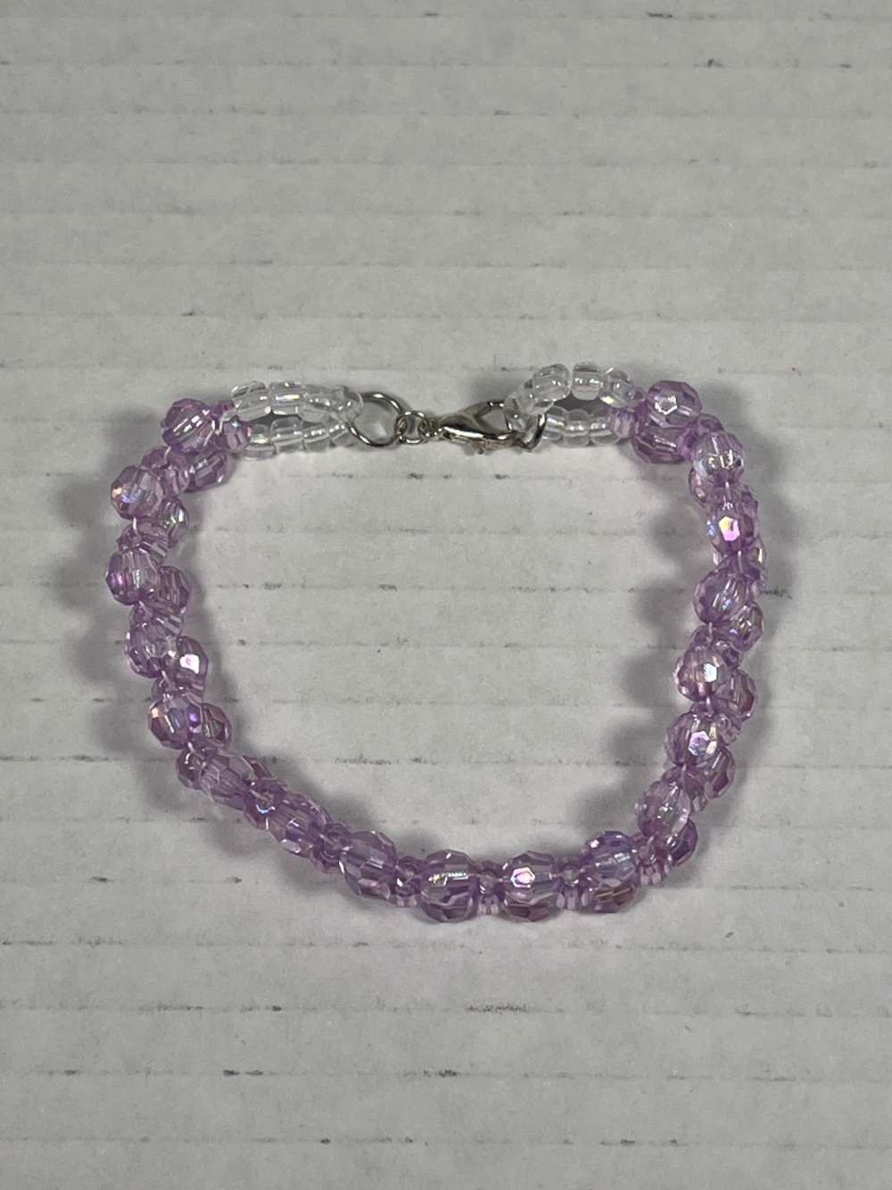 Light Purple Cross Weave Acrylic Bead Bracelet ~7.50 inches